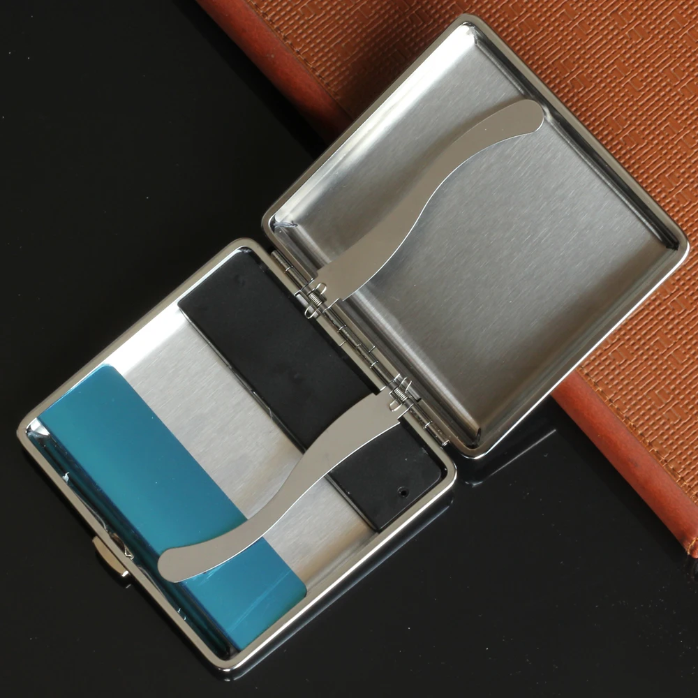 Кожаный портсигар с USB Llighter электронный Перезаряжаемые легче черный сигареты Box