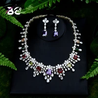 be 8 brilliant shinny water drop jewelry sets for women bride necklace set wedding jewelry dress accessories party show s392