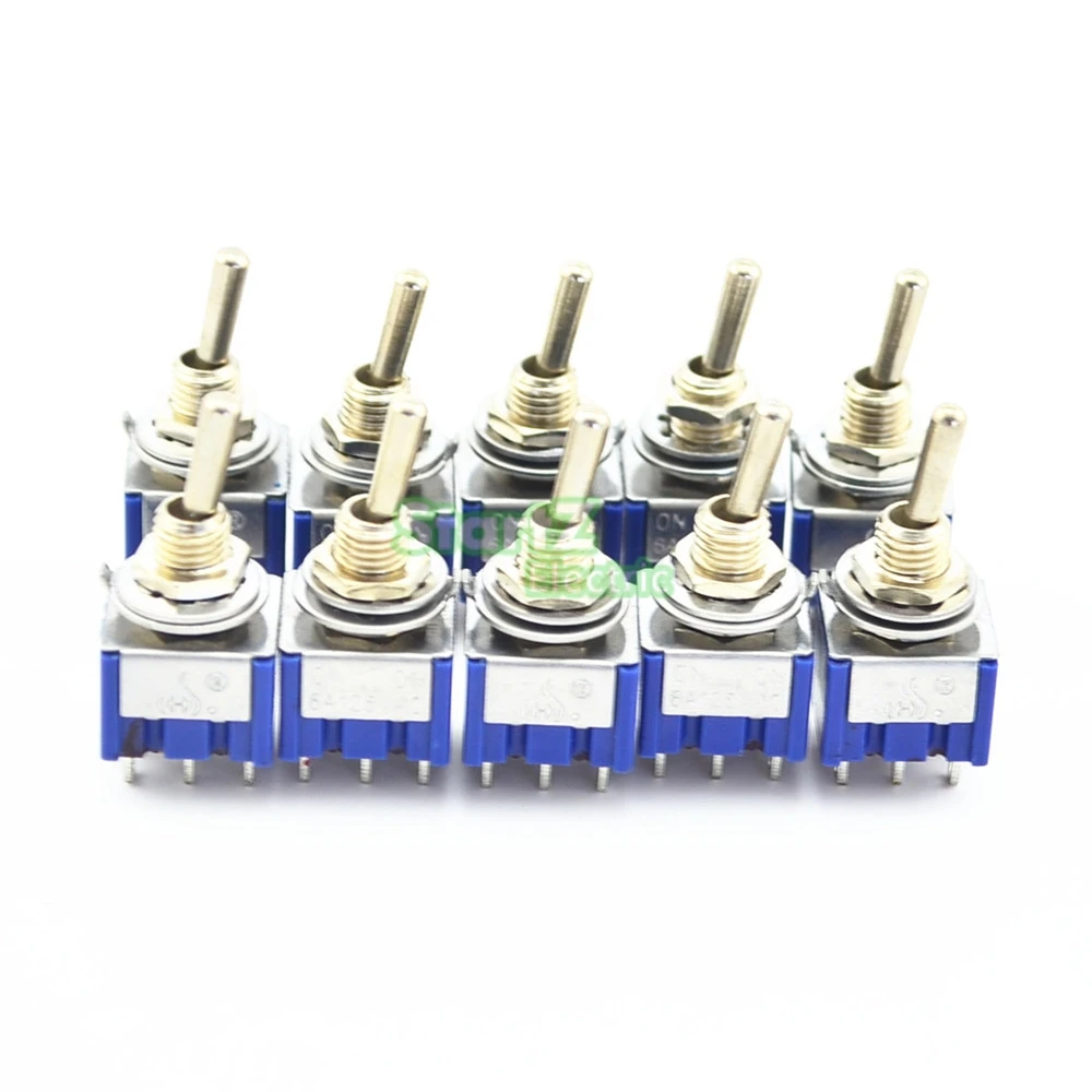 10 шт высокое качество синий 3Pin 6Pin-ON/ВКЛ-ВЫКЛ-на фиксации Мини тумблер 125 V/6A 250 V/3A MTS-102/103/202/203