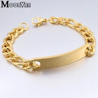 moorvan gold color 9mm id bracelet for mens fiagro link stainless steel women man stylish jewelry unique design lover gift vb029