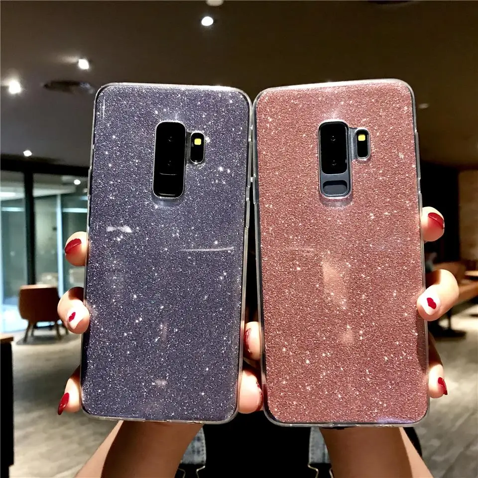 Silicone Glitter 2 in 1 Case For Samsung S9 S8 Plus S7 S6 Edge Note 9 J4 J6 A6 A8 2018 A3 A5 A7 2016 2017 J2 J3 J5 J7 Pro Cover |