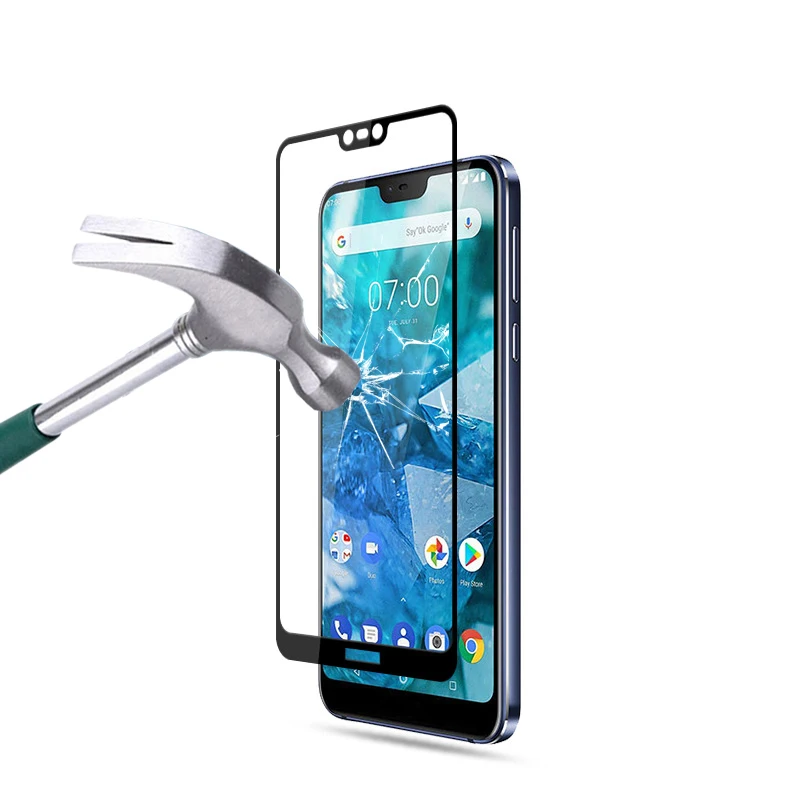 Полное защитное закаленное стекло для Nokia 7 Plus Защита экрана 1 X7 Nokia7 Nokia7.1 9H |
