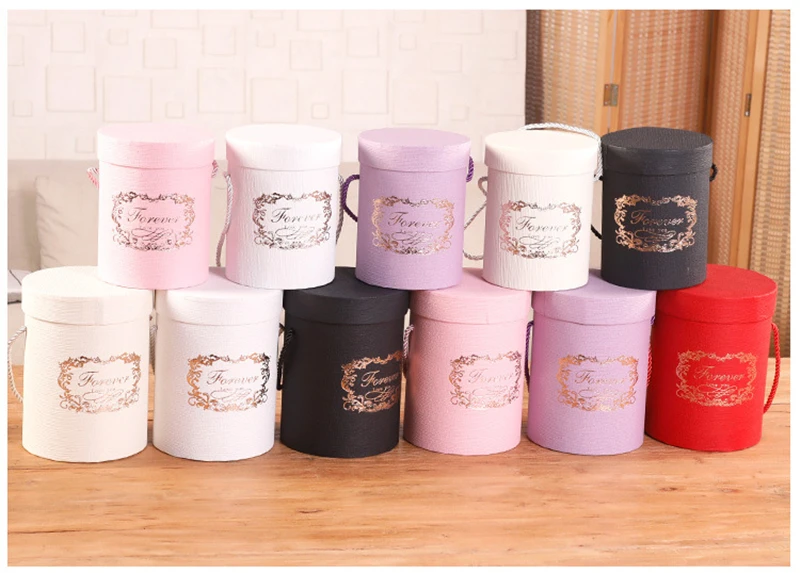 1 pc круглой формы в форме цветка Бумага коробки с крышкой Hug ведро флорист подарок