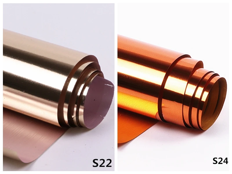 S22 S24 2 шт./компл. 50 см* 4 см Бронзовый фиолетовый металлическим эффектом Фольга DIY Nail Art наклейки для ногтей зеркало фольга для перевода на ногти клей украшения - Цвет: S22 S24