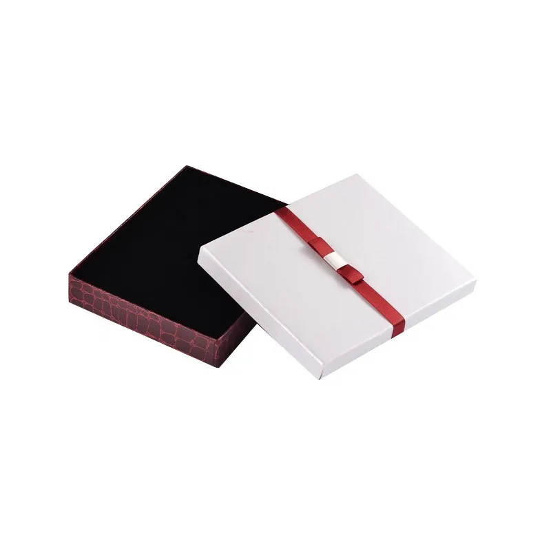 

10pcs White Rectangle Jewelry Set Cardboard Boxes Necklaces Earrings Jewelry Organizer Gift Packing Box with Sponge and Ribbon