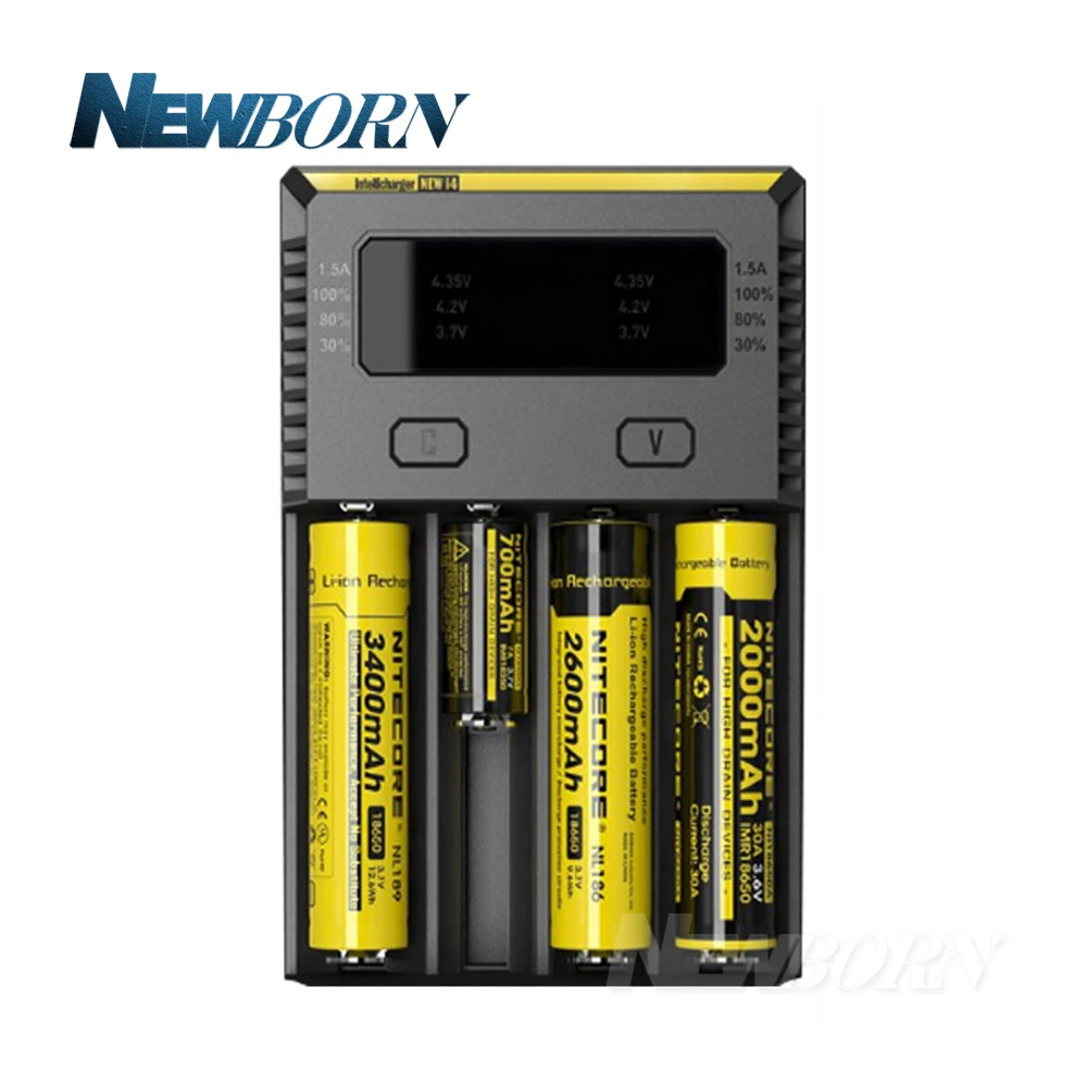 100% Зарядное устройство Nitecore I4 с ЖК дисплеем универсальное умное автомобильное