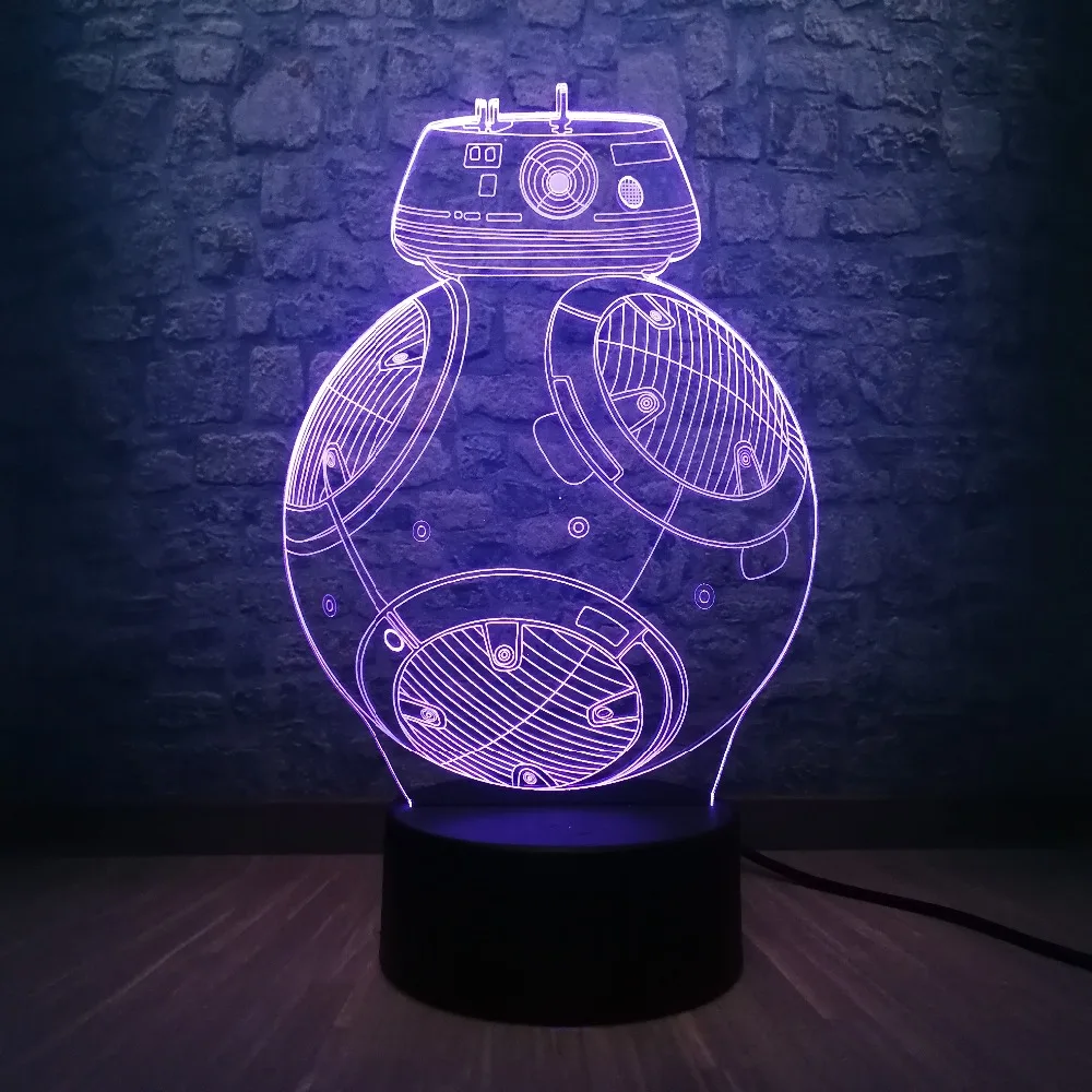 Звездные войны BB8 робот шар 3D Светодиодная лампа последнее дистанционное