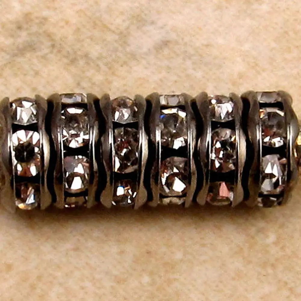 100 шт. A + круглые бусины шармы Rondelle металлические черно белые прозрачные Чешские