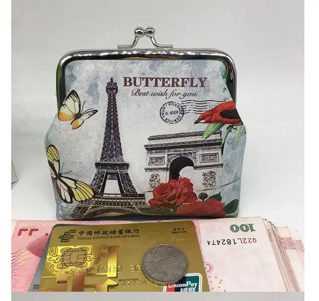50pcs/lot! New Fashion PU Purse Kids Coin Purse Bag Women Lady Vintage Flower Small Wallet Hasp Purse