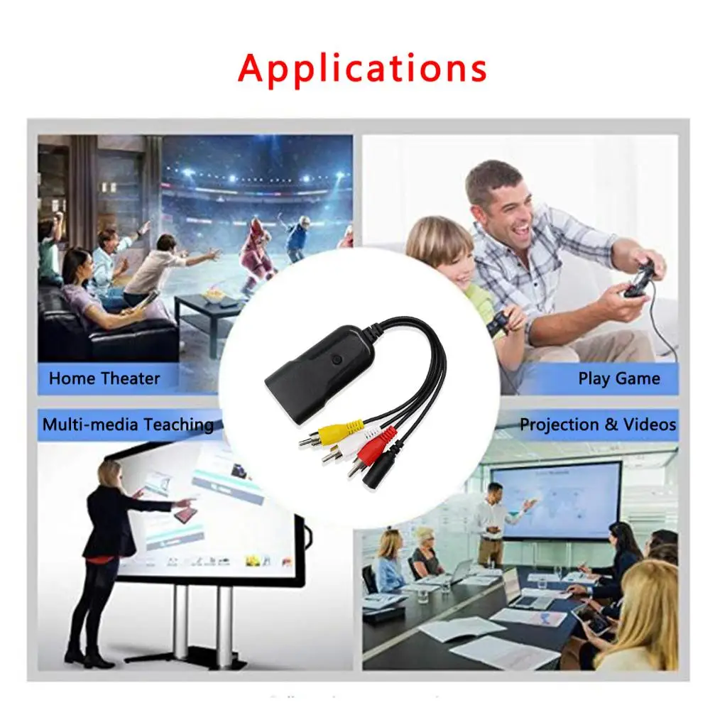 HD 1080P HDMI совместимый с AV/RCA CVBS адаптер мини HDMI2AV видео конвертер коробка для TV PS3