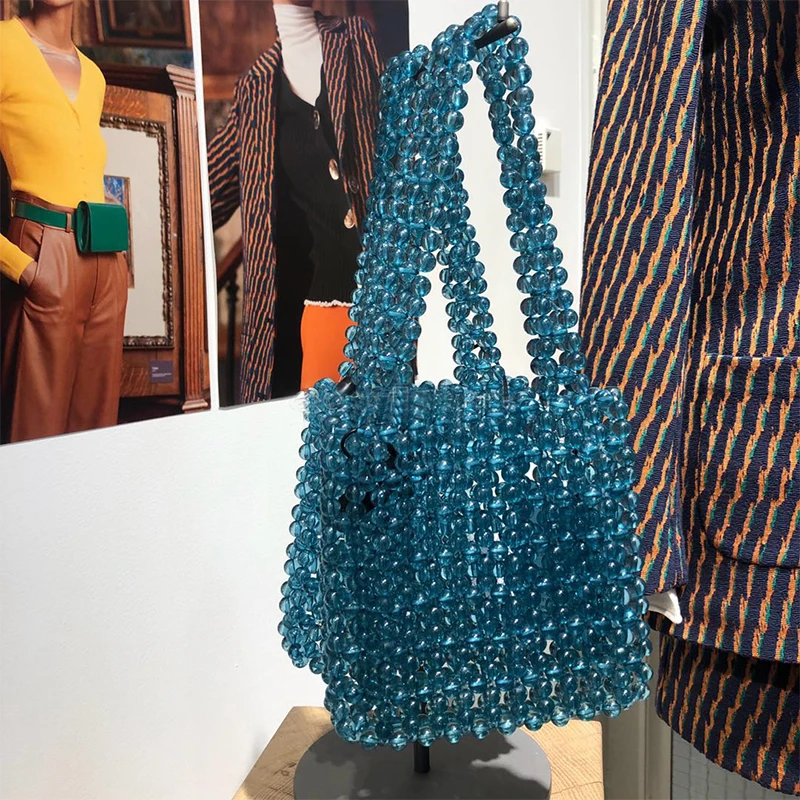 Ручной работы плетеный с бусинами Сумки из натуральной кожи однотонные Цвет