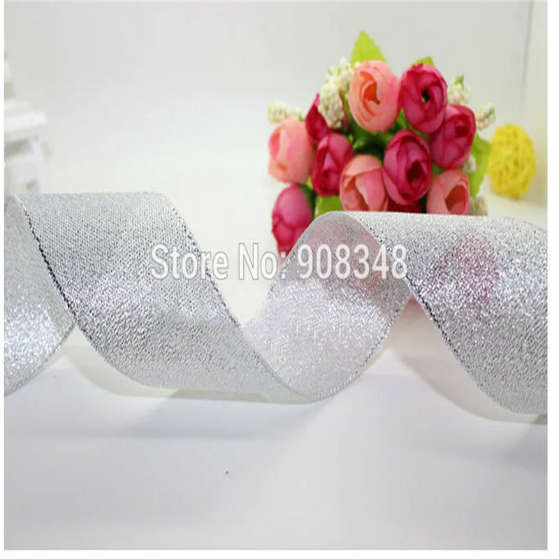 Лента металлическая Серебристая для подарочных бантов 3 6 9 13 16 19 22 25 32 38 ширина 50 мм