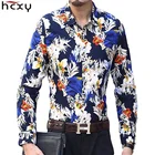 HCXY 2019 Новая осень Отпечатано рубашка с длинными рукавами Для мужчин Бизнес отдыха рубашки плюс Размеры 5XL 6XL 7XL мужские брендовые платье футболка