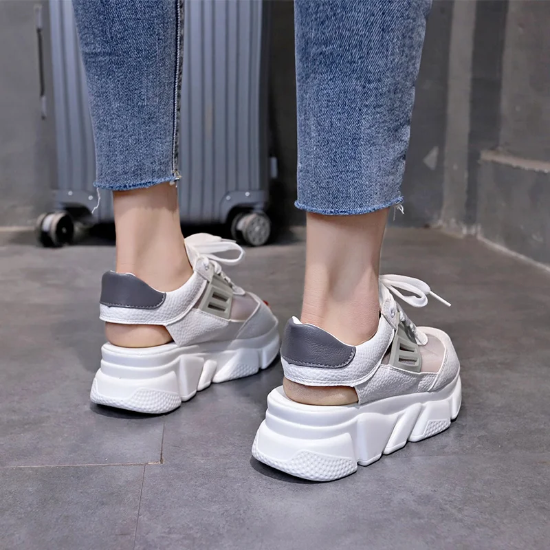 Летние женские босоножки с пряжкой на платформе пляжные сандалии толстой