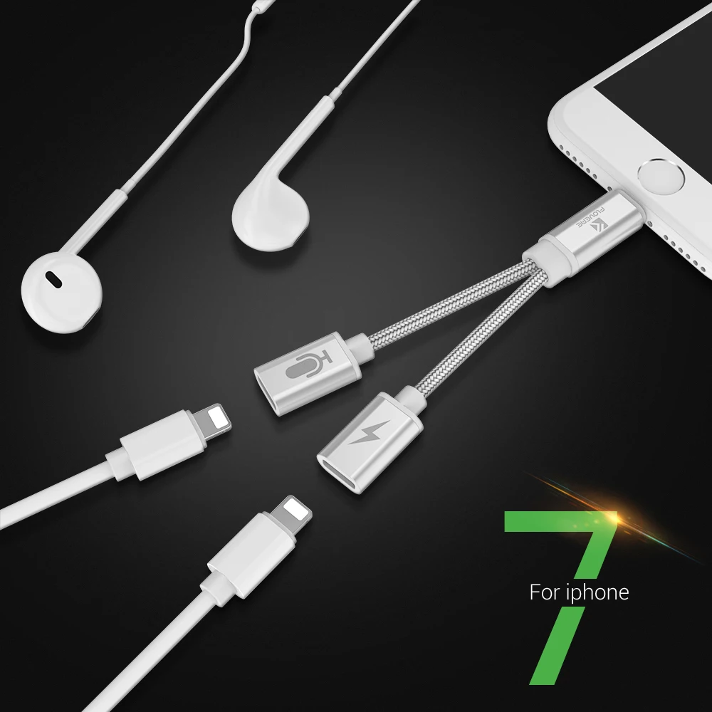 FLOVEME 2 в 1 переходник Lightning аудио для iPhone X 7 8 Plus разветвитель разъем наушников USB