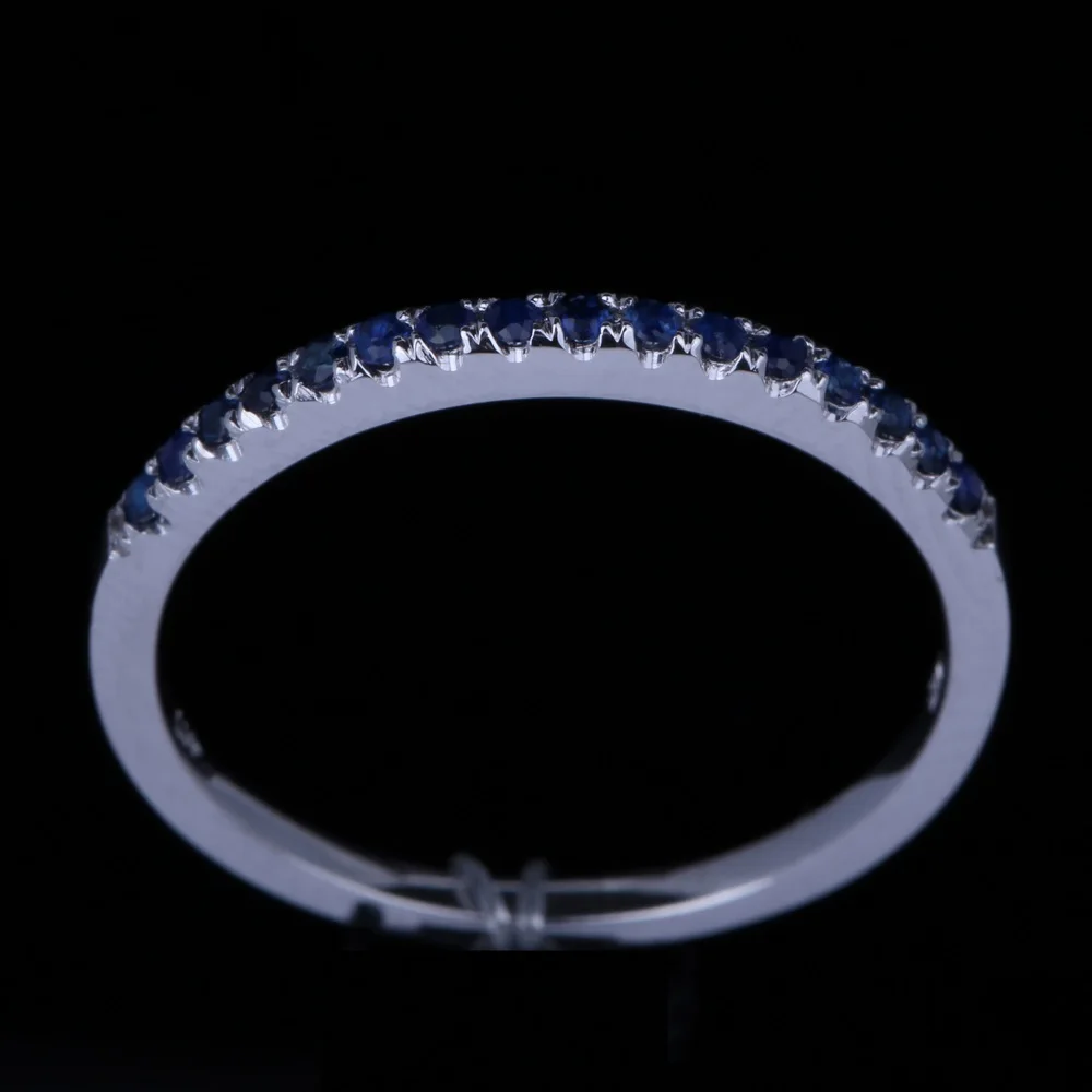 Стерлинговое Серебро 925 0.2CT Сертифицированный круглый натуральный драгоценный камень сапфир обручальное кольцо для свадьбы юбилей женский подарок вечерние ювелирные изделия