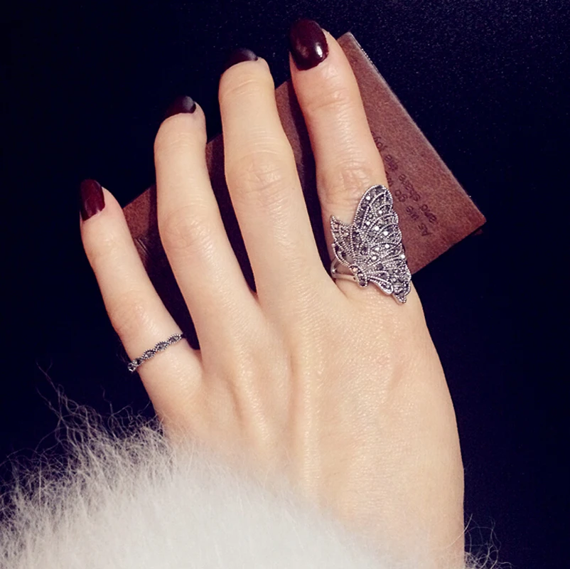 Модные ювелирные изделия Античное посеребренное женское Ретро винтажное черное