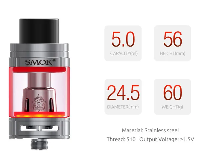 SMOK TFV8, Большой Детский Светильник, распылитель, 5 мл, испаритель, электронная сигарета, Vape танк с V8, Детские катушки, головка резистора