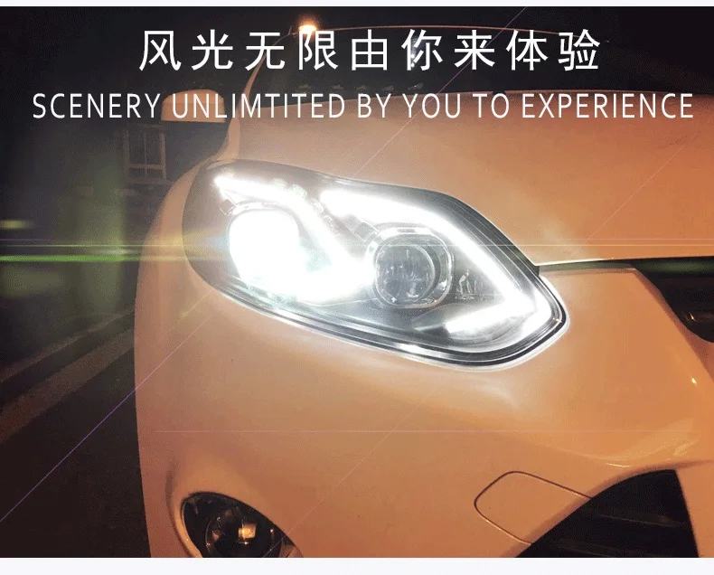 Машина для укладки в сборе для Ford Focus 2012- фары светодиодная фара для Focus LED DRL Объектив Двойной Луч би-ксеноновых фар, Высокопрочная конструкция динамический сигнал поворота