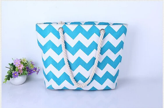 Большая Холщовая Сумка тоут с принтом в полоску женская летняя повседневная