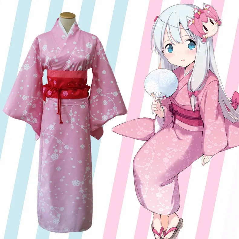 Комплект кимоно Izumi Sagiri для косплея розовое платье с большим бантом костюмы на