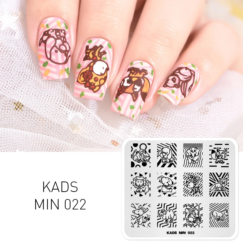 Трафарет KADS с милыми мультяшными животными львом слоном жирафом|stamp plate|image stampnail