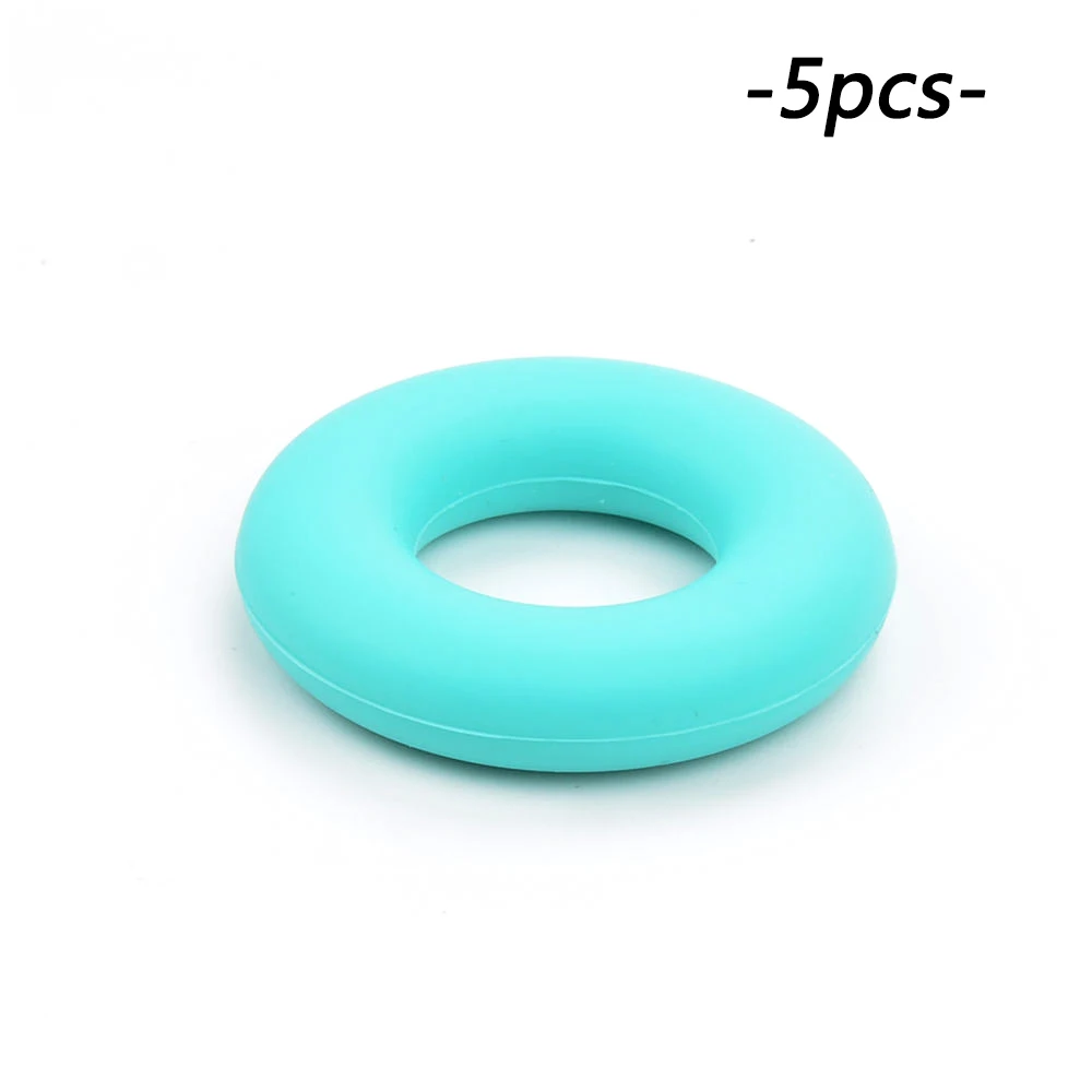 LOFCA 5 шт./лот, силиконовые бусины-пончики, BPA бесплатно, Детские Прорезыватели, свободные бусины для прорезывания зубов, ожерелье, цепочка для соски, аксессуары для самостоятельной сборки - Цвет: turquoise