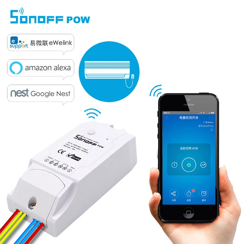 Itead Sonoff Pow 16A Wifi Smart Switch монитор использование энергии Измерение мощности Wi Fi