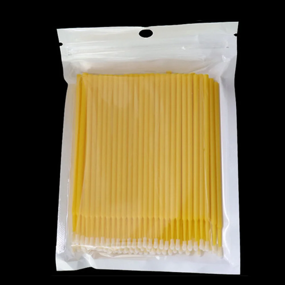 Yellow 100 шт./лот, чистый ПВХ микро-инструмент для макияжа, индивидуальная кисть для ресниц для женщин и девушек, косметический одноразовый гигиенический расширительный аппликатор - Цвет: Yellow