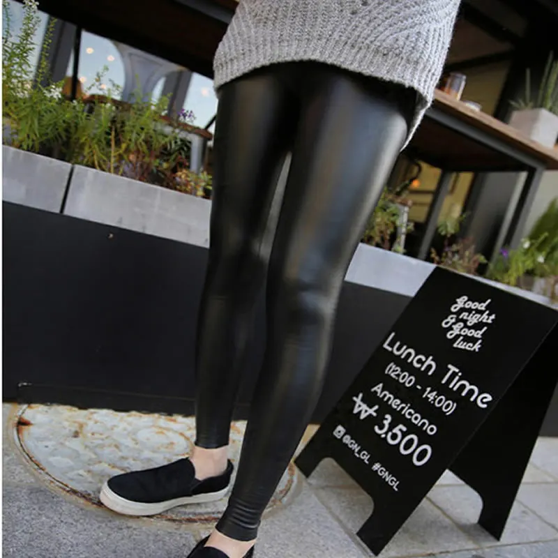

Winter Maternity leather pants Women's Faux Leather Leggings for pregnancy woman velvet Thicken 4XL trousers slim pencil pants