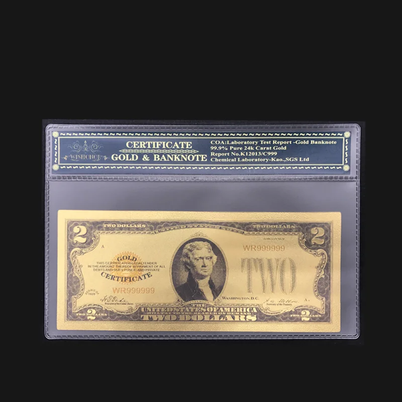 2017 новые продукты для купюр 1918 года американская золотая купюра в 2 долларах 24K