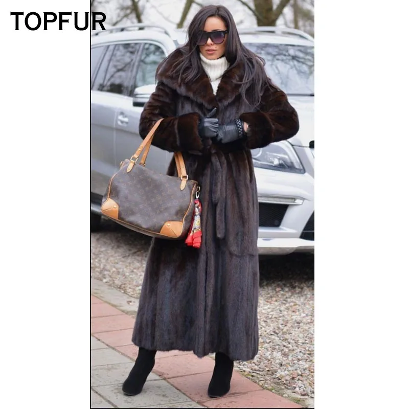 TOPFUR More Style New Real Fur Coat Women Long Mink Fur Coats Luxury Winter Fashion Warm Mink Fur Customizable Jacket long coat