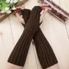Coffee FEITONG перчатки женские милые осенние зимние женские кашемировые шерстяные вязаные перчатки новые теплые мягкие белые женские длинные перчатки без пальцев - Цвет: Coffee