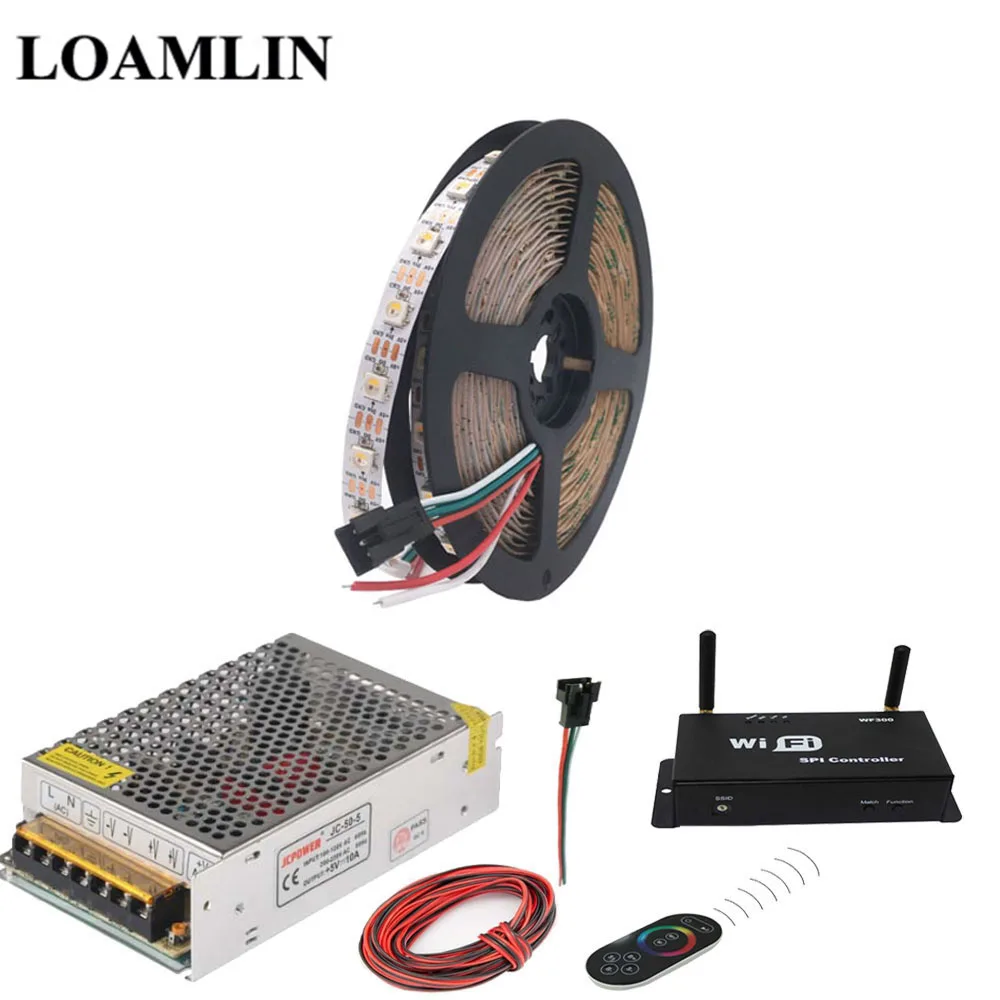 5m SK6812 RGBW Светодиодная лента WIFI300 RGB светодиодный контроллер с сенсорный экран пульт дистанционного управления DC5V светодиодный трансформатор комплект - Испускаемый цвет: 5m