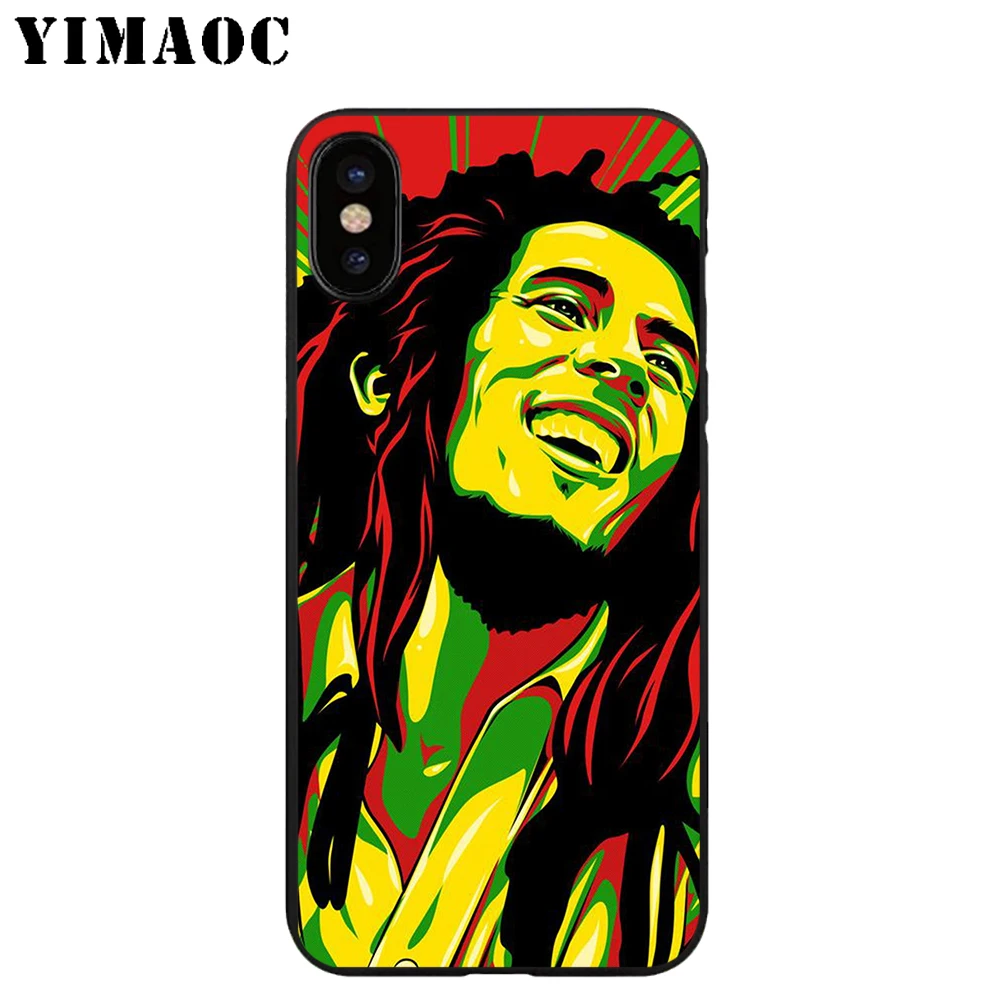 YIMAOC Bob Marley Soft TPU Black Silicone Case for iPhone X or 10 8 7 6 6S Plus 5 5S SE Xr Xs Max |
