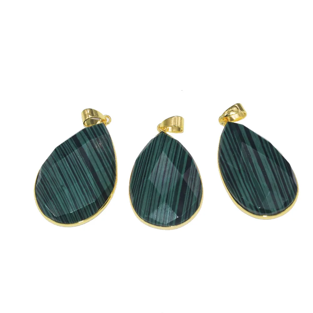 

Natural stone water drop jewelry pendant women healing point malachite pendant for necklace gift