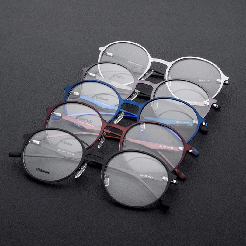 MOYSSEN унисекс винтажные круглые титановая оправа очки невинтовые для мужчин и