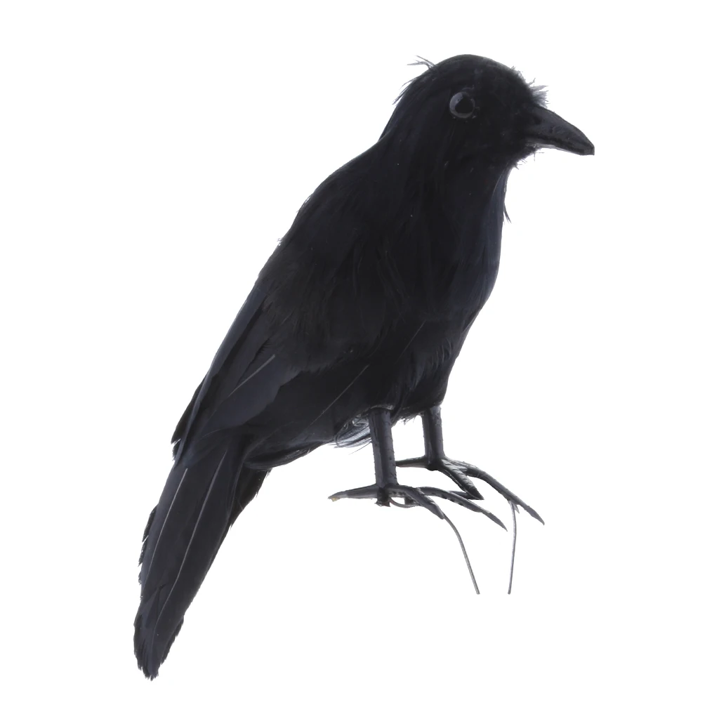 

Fake Artificial Crow Bird Feathered Realistic Garden Home Decor Ornament