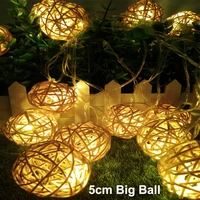 new 5cm rattan ball led string lights 20leds 5m christmas lights indoor outdoor decoration fairy lights wedding party decoration