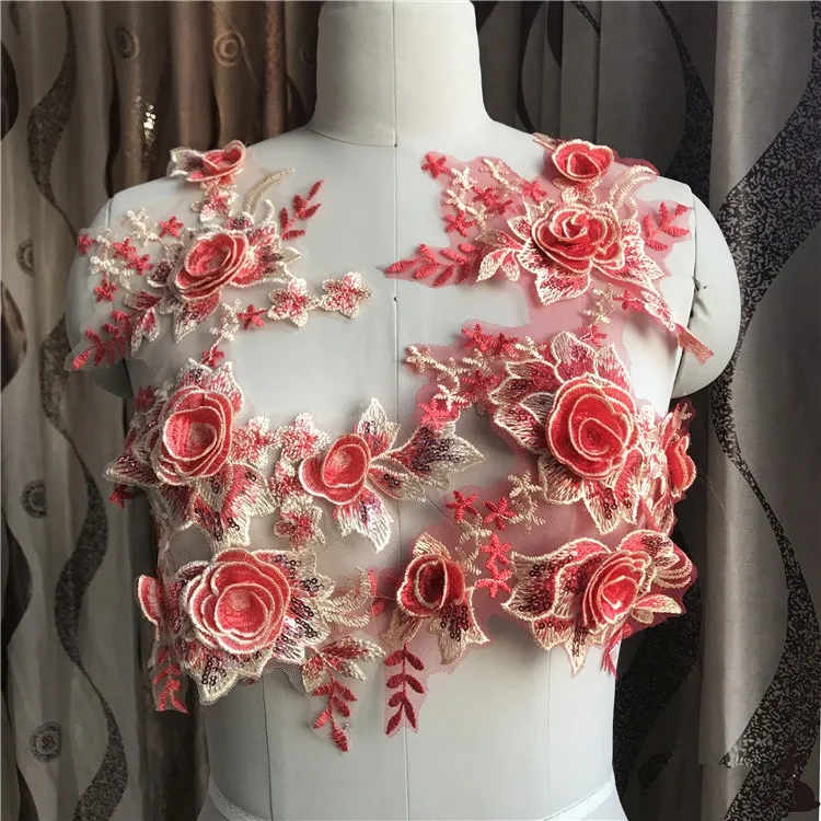 

Embroidered 3D flower applique parche patches for clothes apliques de roupa sticker parches bordados para ropa