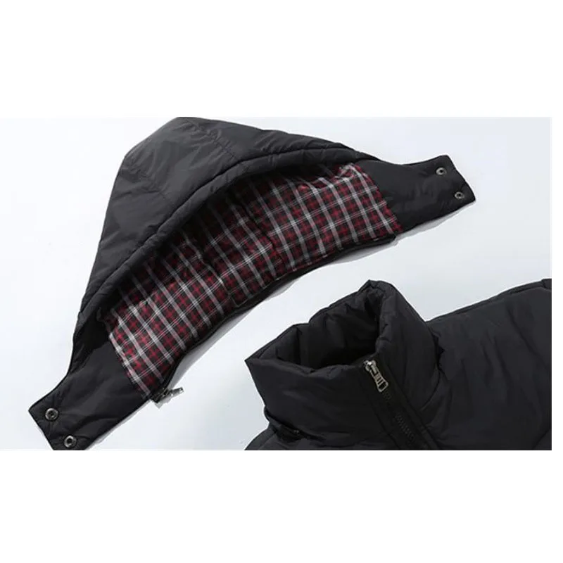 Мужской пуховик со съемным капюшоном осенний и зимний модный однотонный