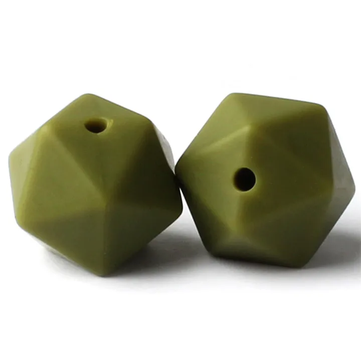 49 Army Green Keep& grow 10 шт. силиконовые бусины икосаэдр 14 мм Детские Прорезыватели для соски цепи Hedra Жевательные бусы ожерелье игрушки для прорезывания зубов - Цвет: 49 Army Green
