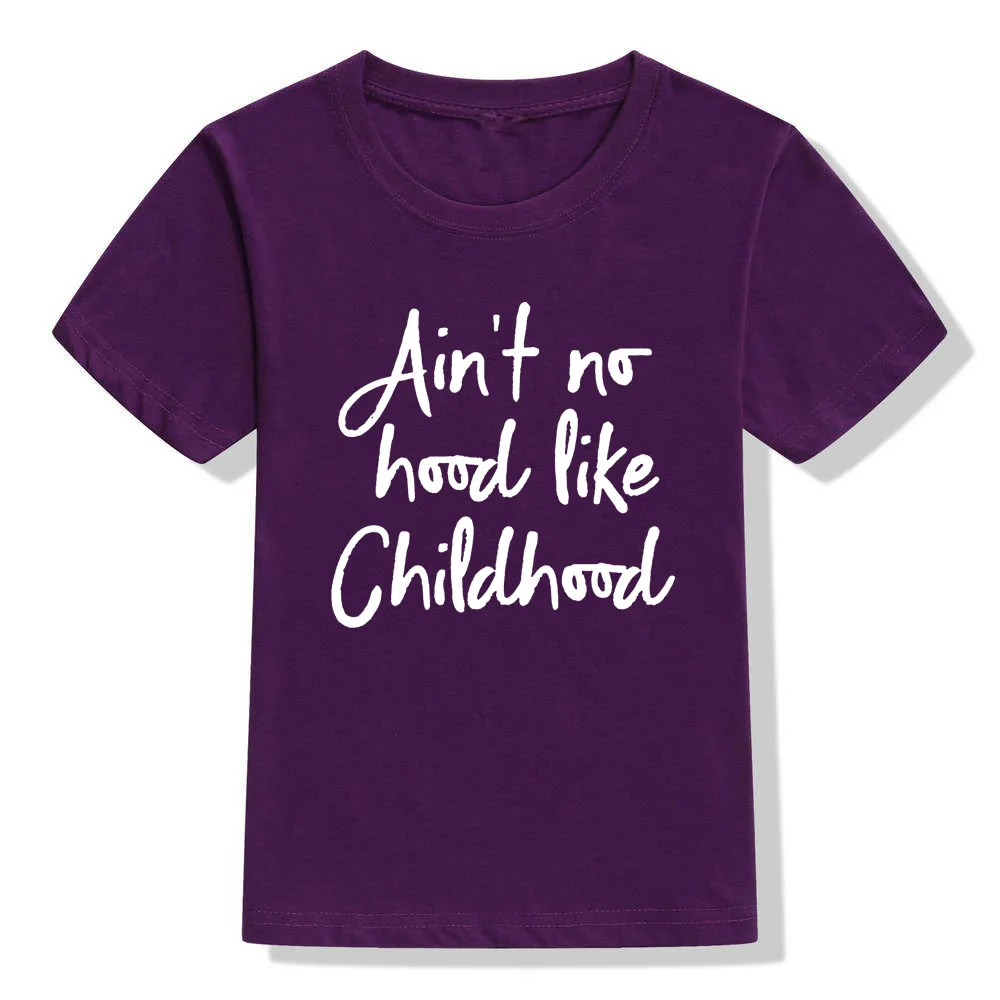 Летняя одежда для малышей с надписью «Ain't No Hood Like Children» футболка для маленьких мальчиков и девочек футболки с короткими рукавами и круглым вырезом, Детская рубашка черный, От 0 до 12 лет