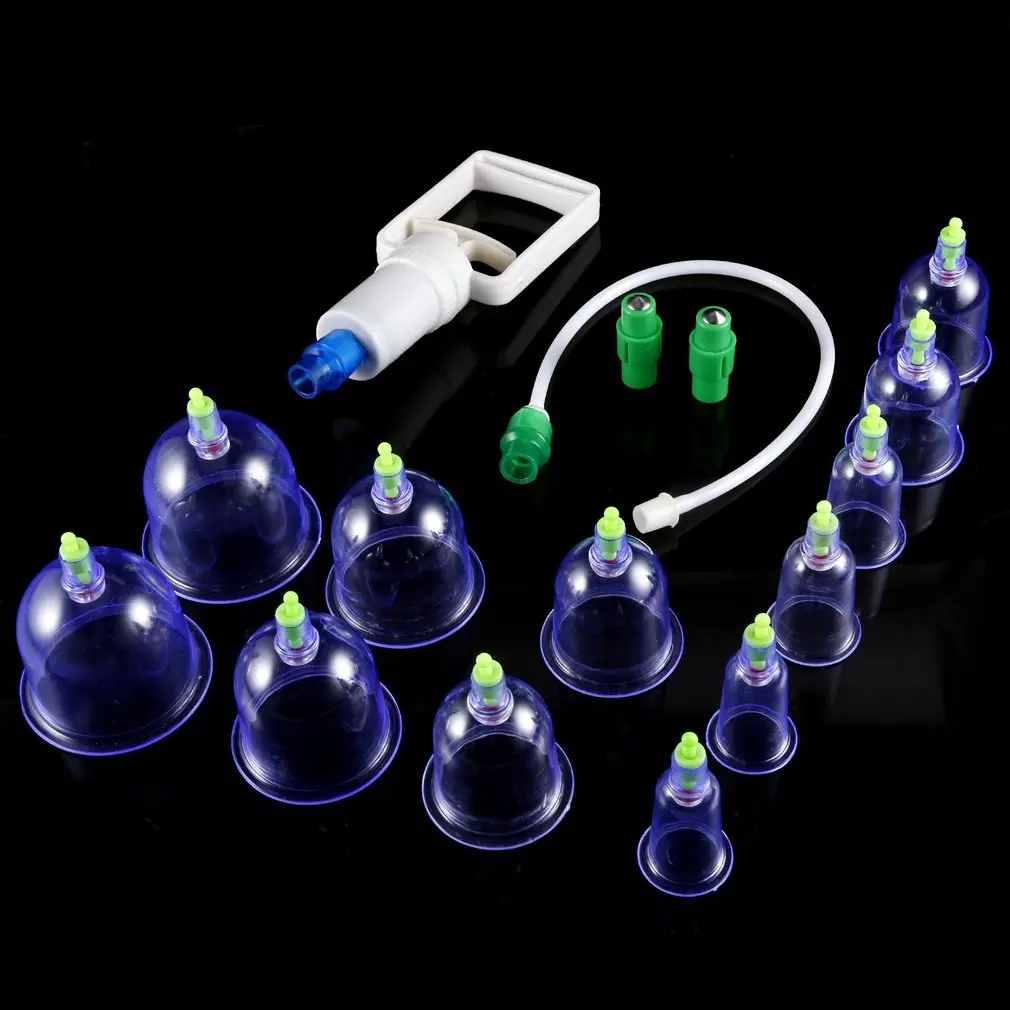 12 pcs no box 1 Набор* 6/12 24 шт. Набор вакуумных банок для массажа толстые магнитные аспирационные банки для вакуумного массажа купрокол Массажная присоска с трубкой - Цвет: 12 pcs no box