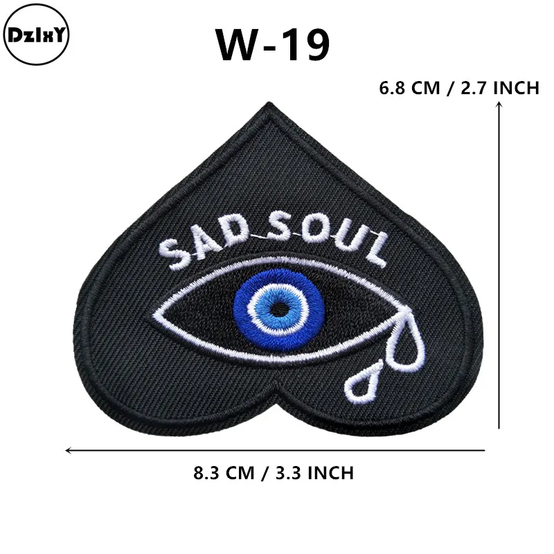 1-PCS-W-19 1 шт. нашивки с вышивкой в виде сердца для одежды, сделай сам, нашивки в полоску, наклейки для одежды, креативные значки, байкерские нашивки@ W - Цвет: 1-PCS-W-19