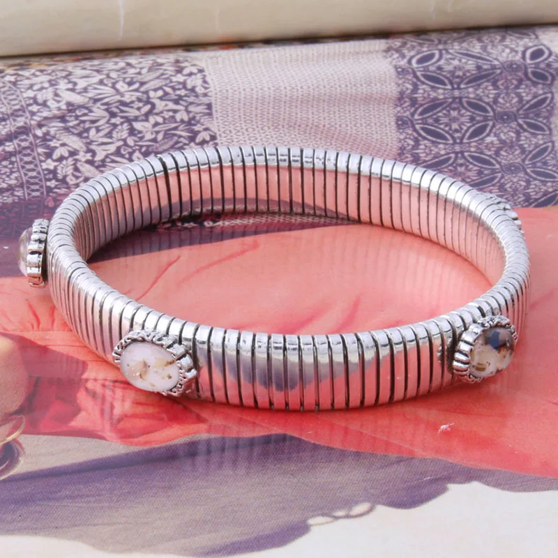 10mm Silver beige 12 мм пружинная цепь браслет золото медь натуральные браслеты из камней Богемия де Мадера Pulseira браслет оптом - Окраска металла: 10mm Silver beige