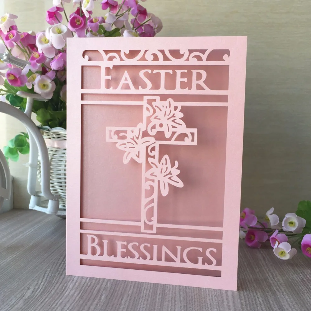 30 шт./лот жемчужная бумага крест и цветочный узор пасхальные тематические