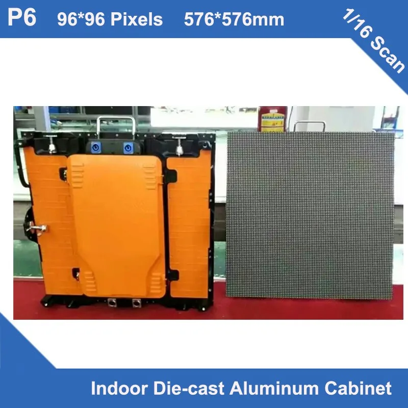 TEEHO 6pcs/lot P6 indoor full color led display diecasting cabinet panel 576mm*576mm slim rental 1/16 scan sign screen | Электронные