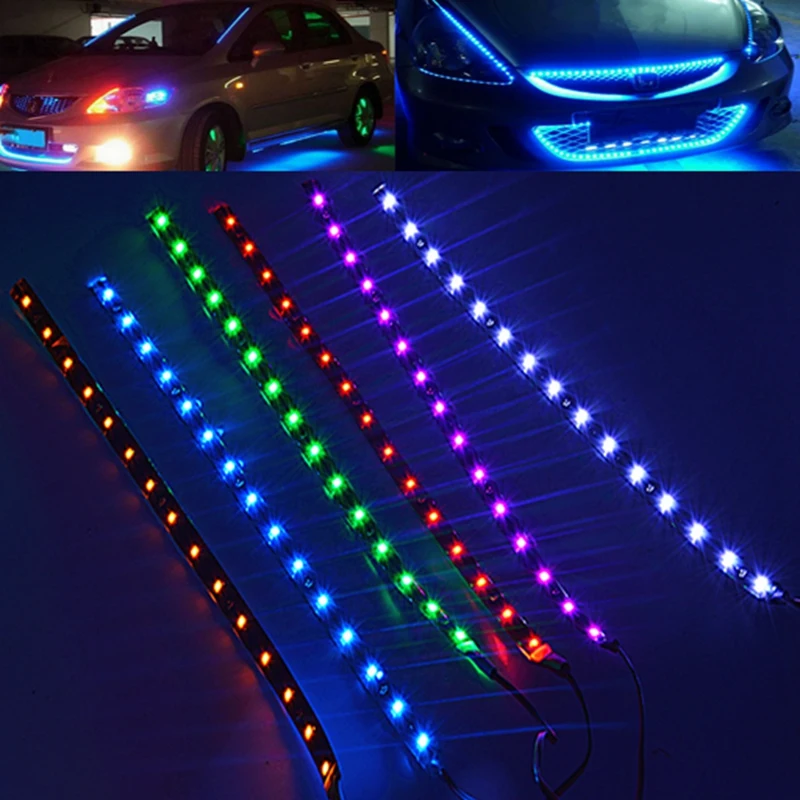 

Waterproof 30cm SMD 3528 15 LED Flexible Car Strip Light Bulb DC 12V Underbody Red / Blue / Purple / Green / White / yellow