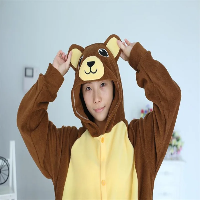 Kigurumi Onesie Brown Bear Pajamas Sleepsuit Sleepwear Anime Cosplay Costume Unisex Cartoon Pyjamas Piece Halloween |